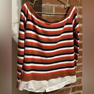 NWT English Factory off the shoulder striped knit top